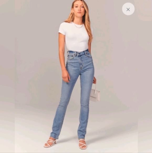 Abercrombie and Fitch the '90 slim straight ultra high rise Sz 6 Petite - Picture 1 of 10